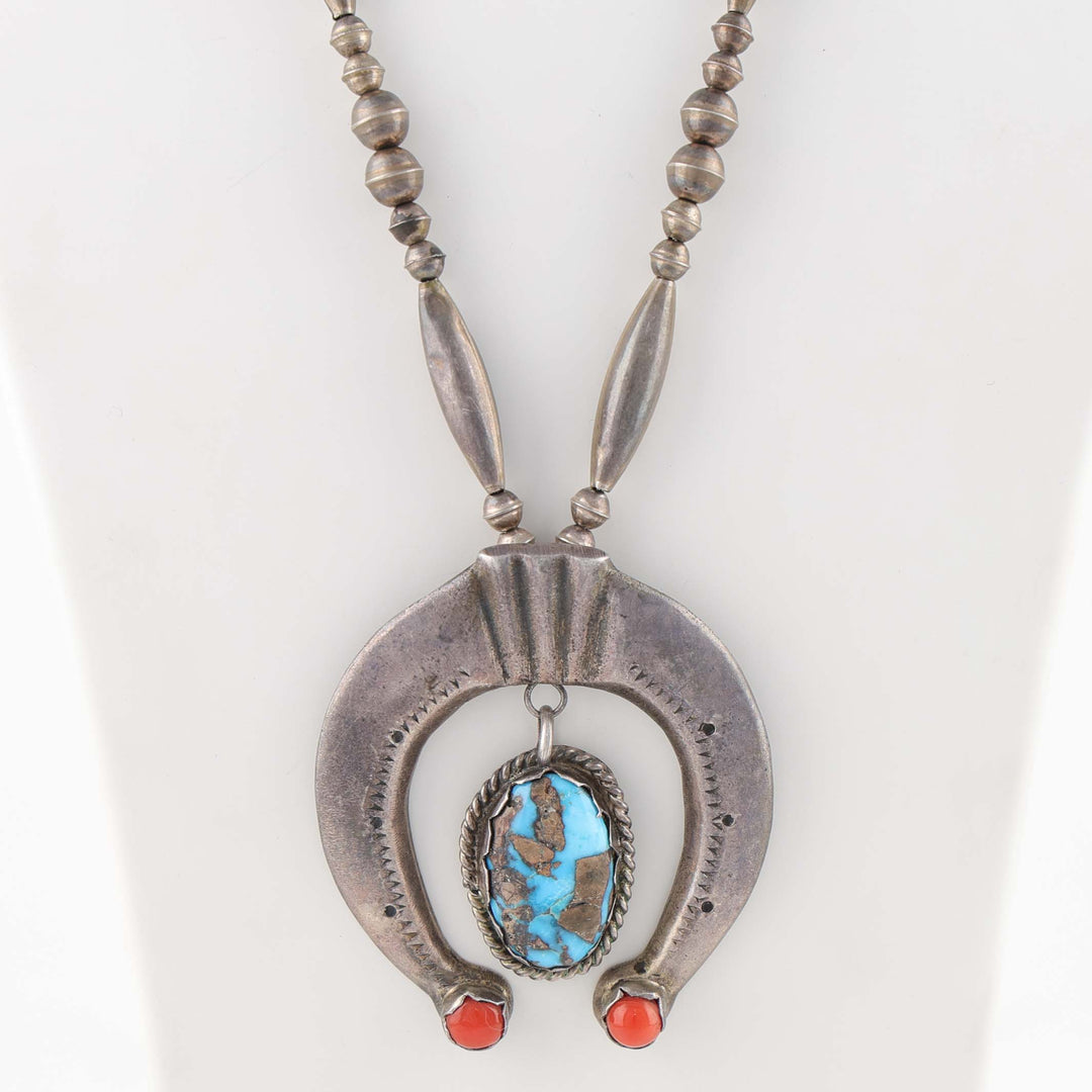 1940s Turquoise and Coral Naja Necklace