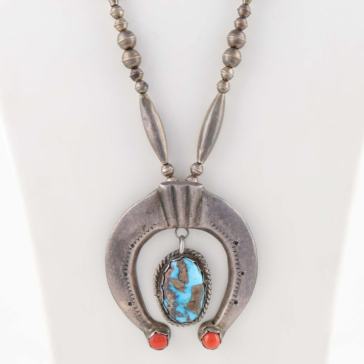 1940s Turquoise and Coral Naja Necklace