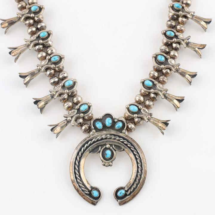 1970s Navajo Turquoise Squash Blossom