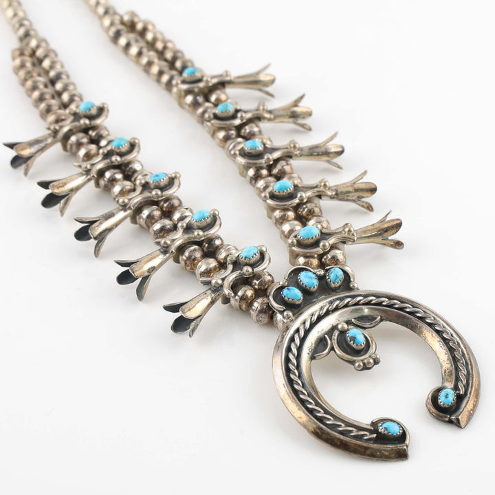 1970s Navajo Turquoise Squash Blossom