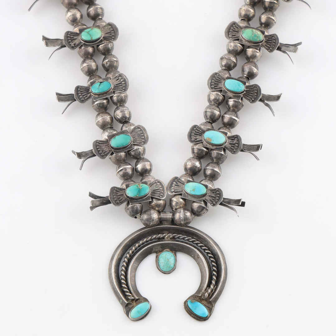1930s Turquoise Box-Bow Squash Blossom