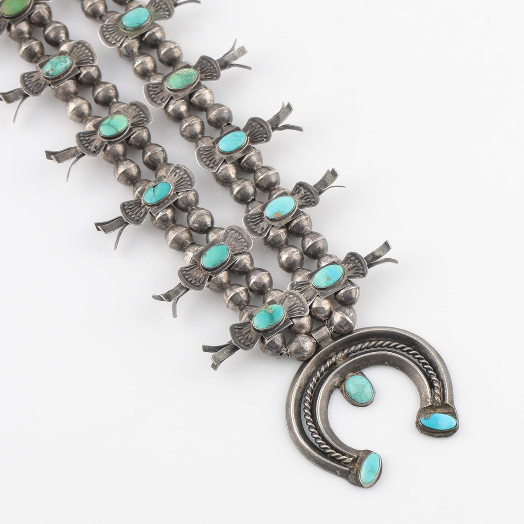1930s Turquoise Box-Bow Squash Blossom