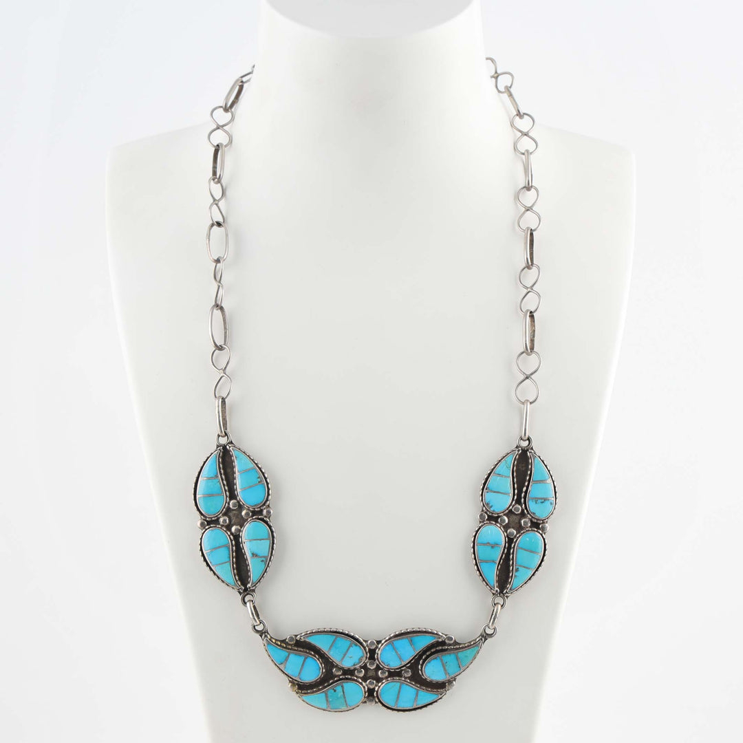 1960s Zuni Turquoise Inlay Necklace