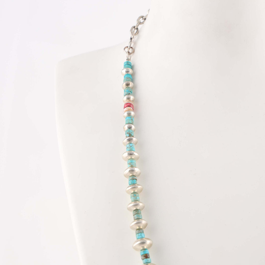 Turquoise and Silver Bead Necklace