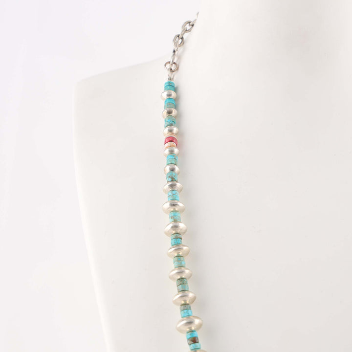 Turquoise and Silver Bead Necklace