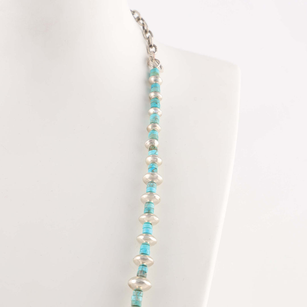 Turquoise and Silver Bead Necklace