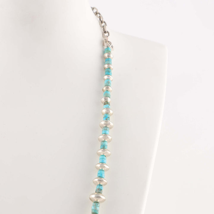 Turquoise and Silver Bead Necklace