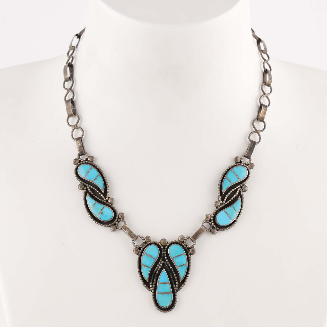 1960s Zuni Turquoise Inlay Necklace