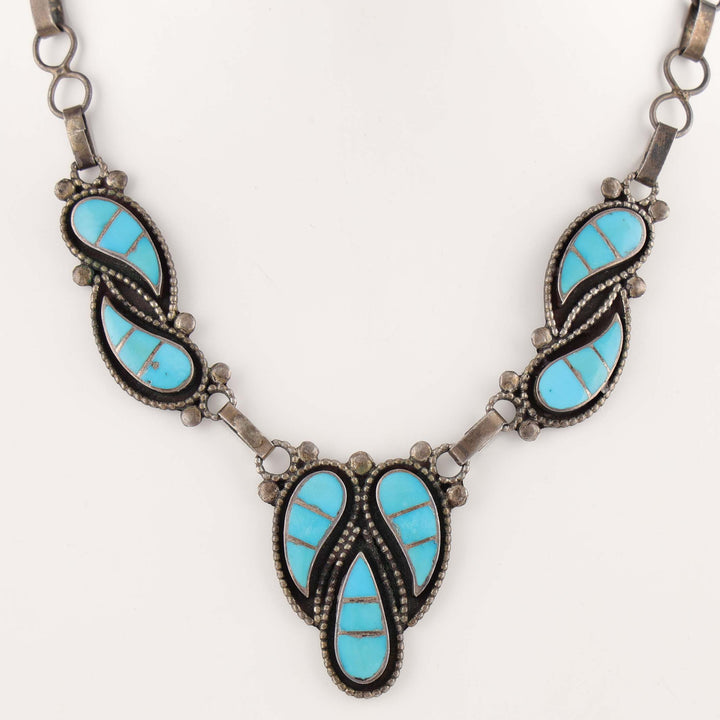 1960s Zuni Turquoise Inlay Necklace
