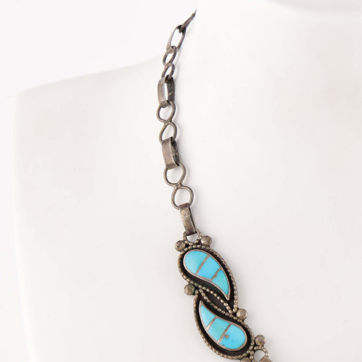 1960s Zuni Turquoise Inlay Necklace