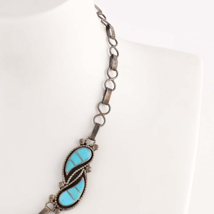 1960s Zuni Turquoise Inlay Necklace