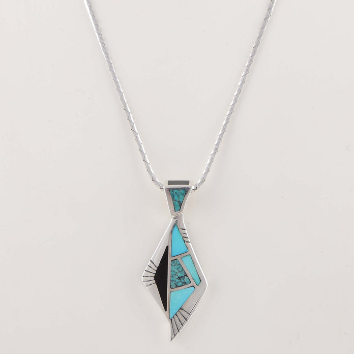 Turquoise and Onyx Pendant on Chain