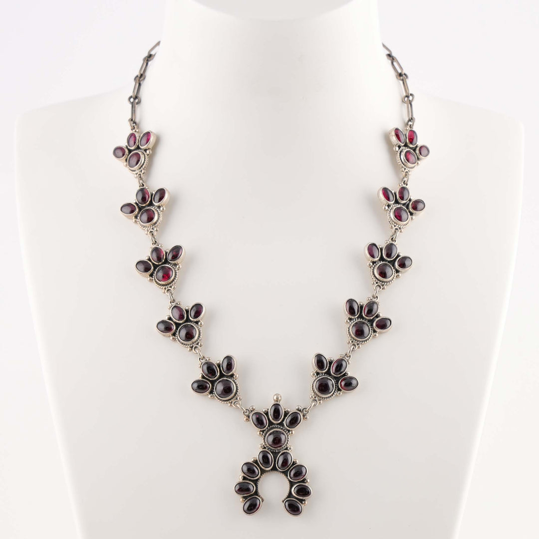 Garnet Squash Blossom Necklace
