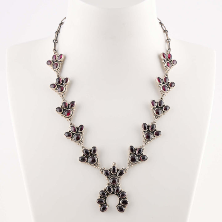 Garnet Squash Blossom Necklace