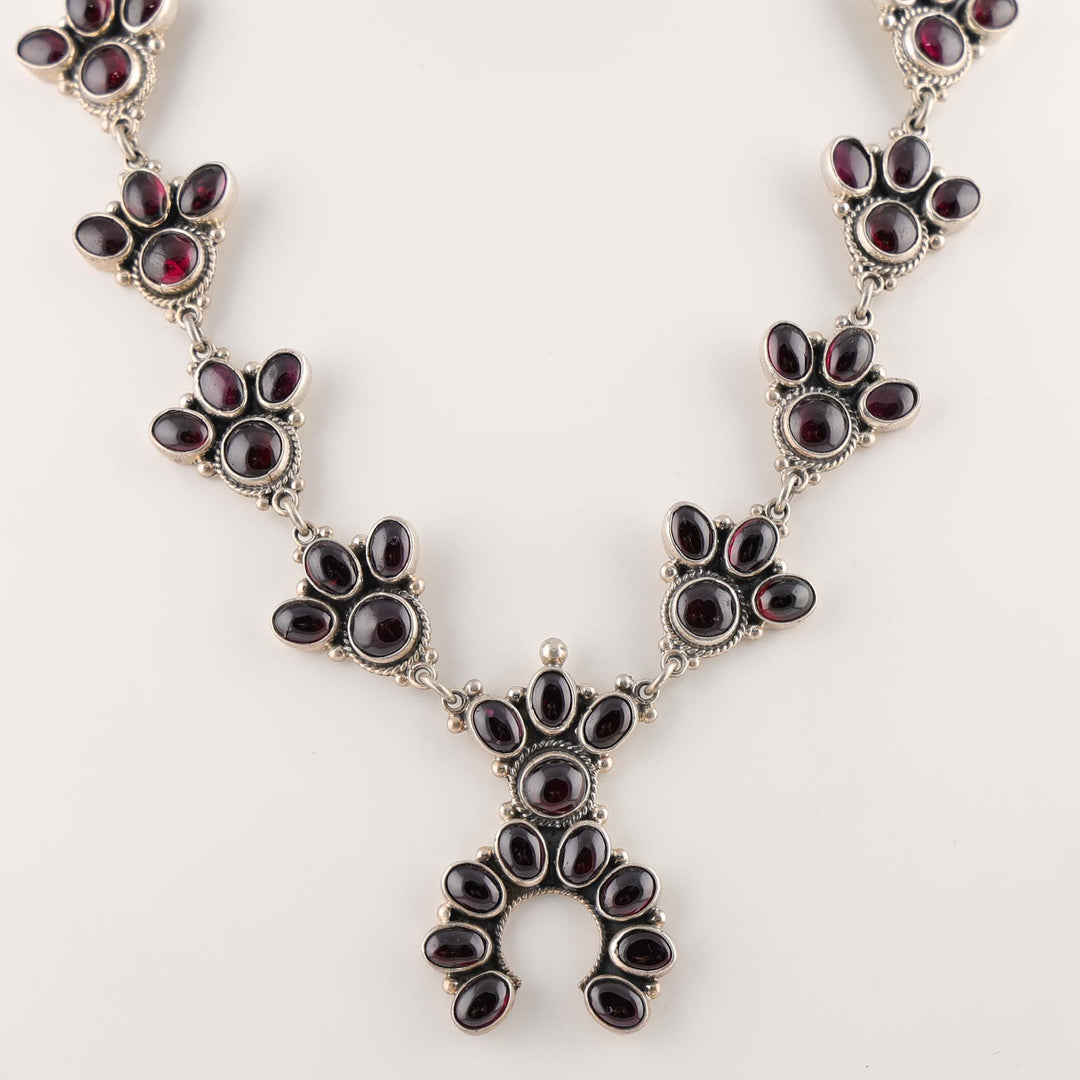 Garnet Squash Blossom Necklace