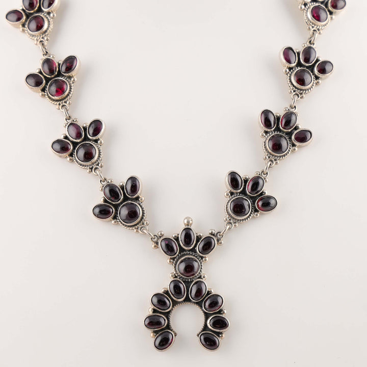 Garnet Squash Blossom Necklace