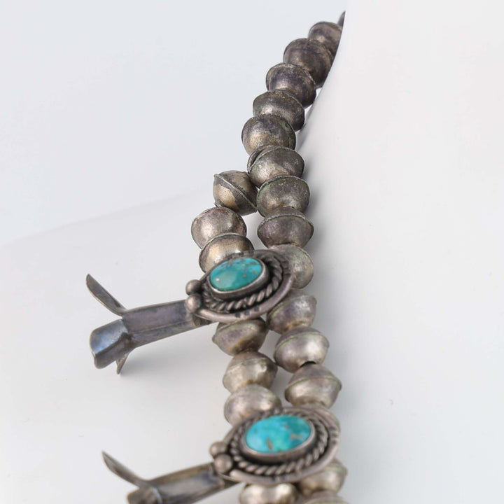 1970s Navajo Turquoise Squash Blossom Necklace