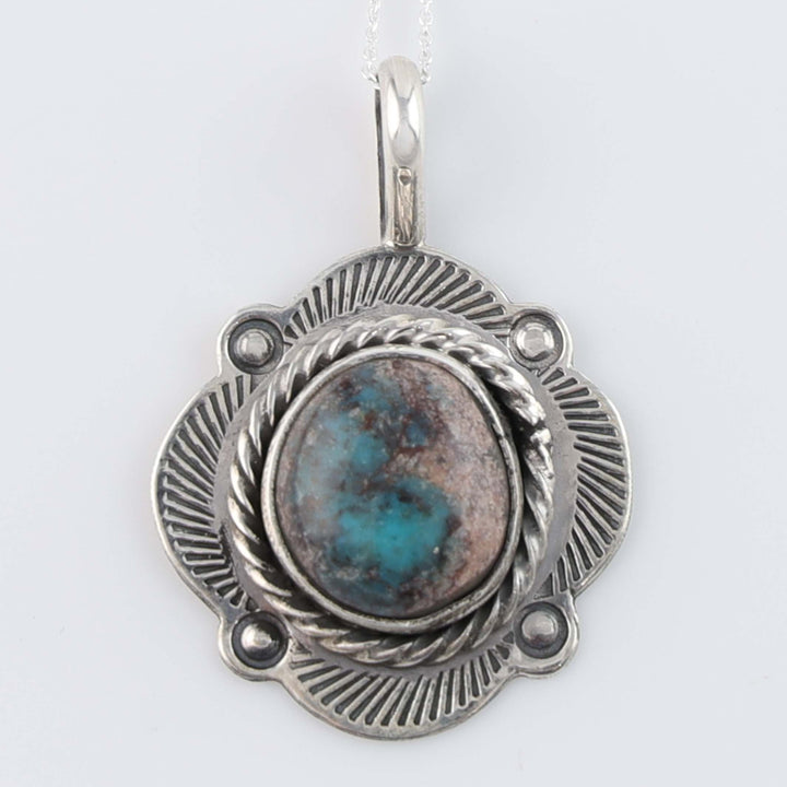 Navajo Bisbee Turquoise Pendant on Chain