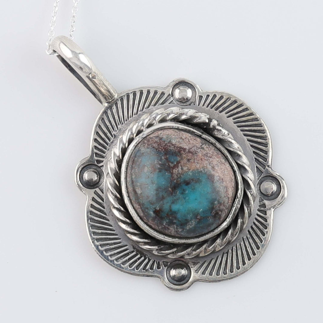 Navajo Bisbee Turquoise Pendant on Chain