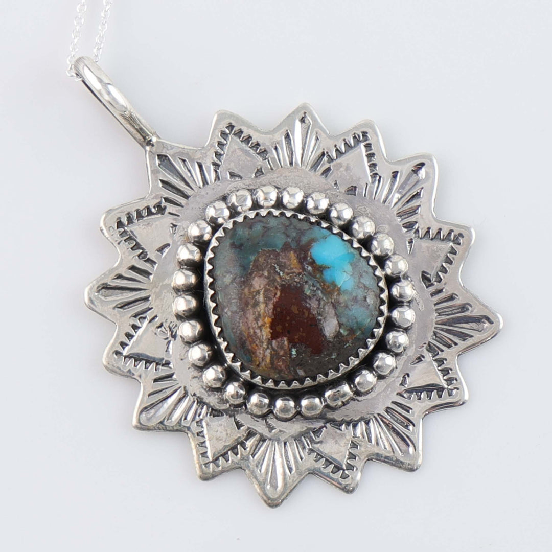 Navajo Bisbee Turquoise Pendant on Chain