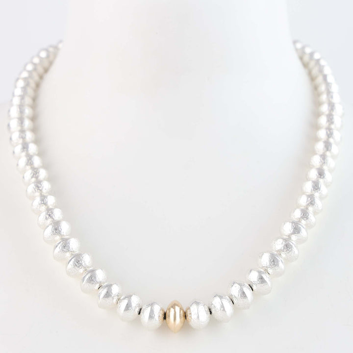 Navajo Pearl Necklace with Gold Bead
