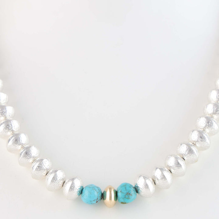 Navajo Pearl Necklace with Gold and Turquoise