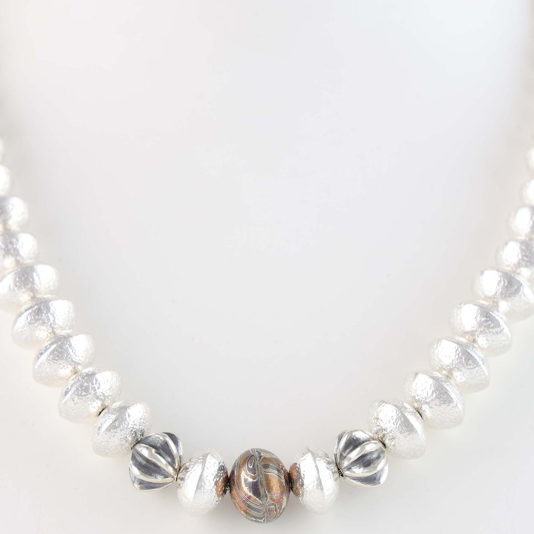 Navajo Pearl Necklace with Mokume Bead