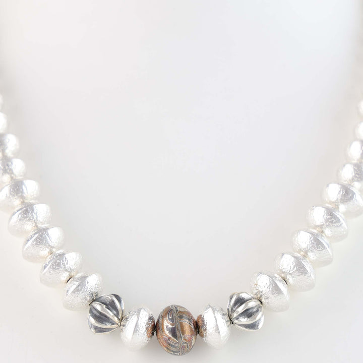 Navajo Pearl Necklace with Mokume Bead