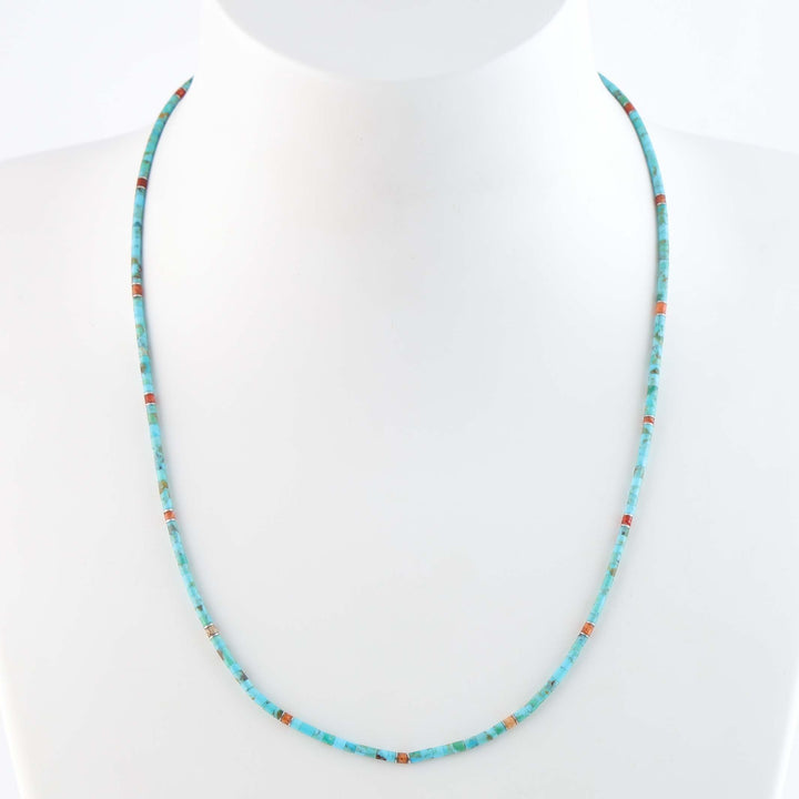 Santo Domingo Turquoise and Coral Necklace