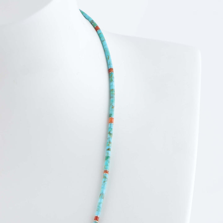Santo Domingo Turquoise and Coral Necklace