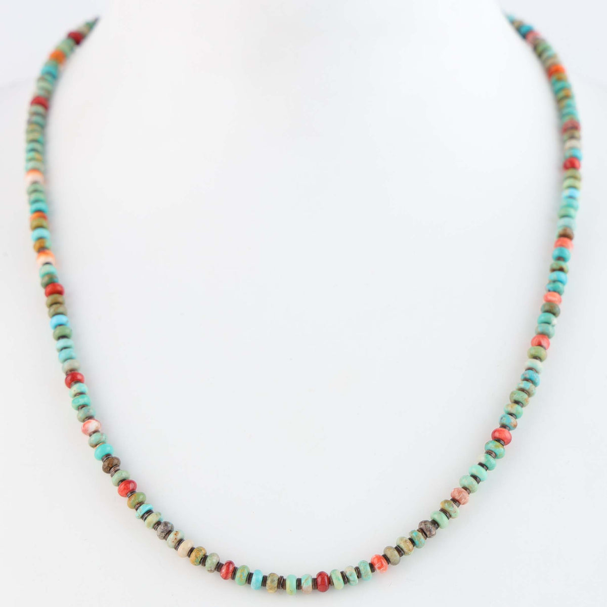 Navajo Spiny Oyster and Turquoise Necklace by Marcella Teller