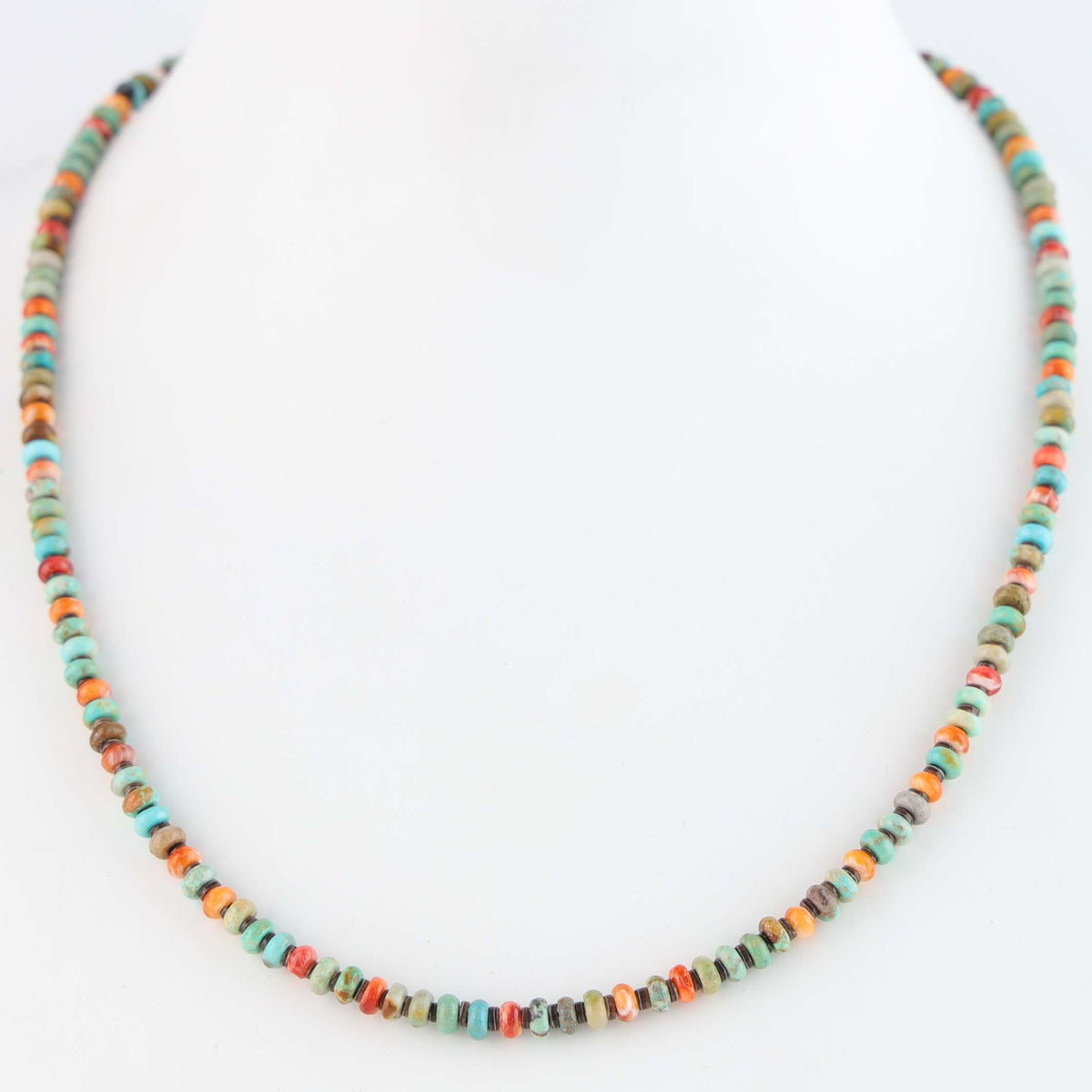 Navajo Spiny Oyster and Turquoise Necklace by Marcella Teller