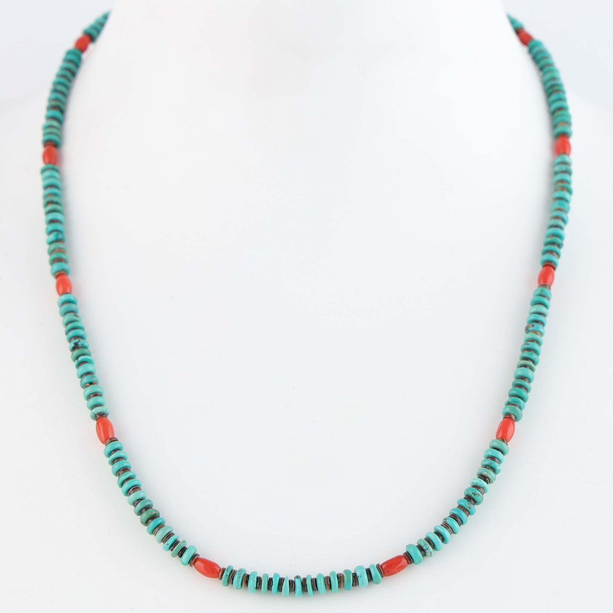 Navajo Coral and Turquoise Necklace by Marcella Teller