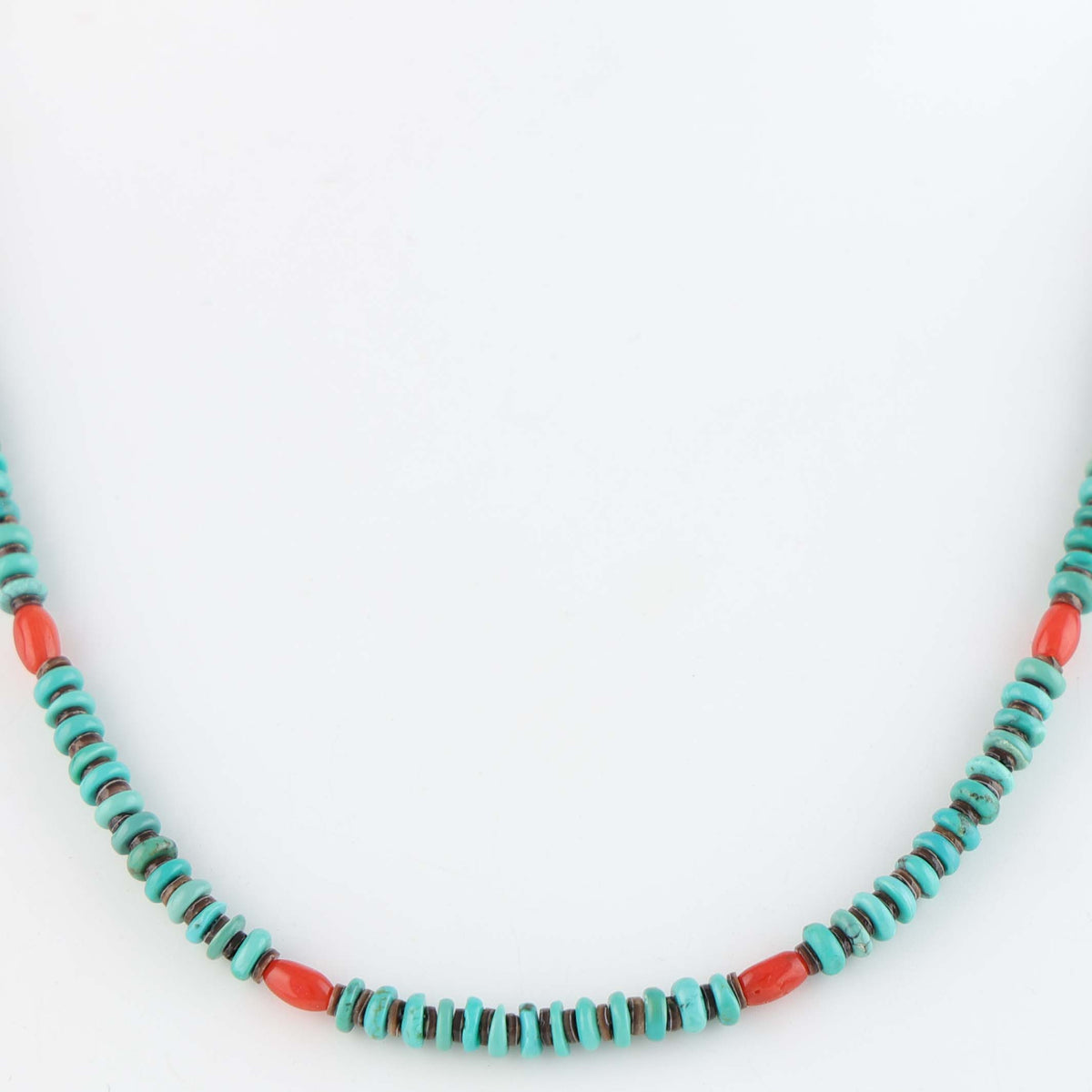 Navajo Coral and Turquoise Necklace by Marcella Teller