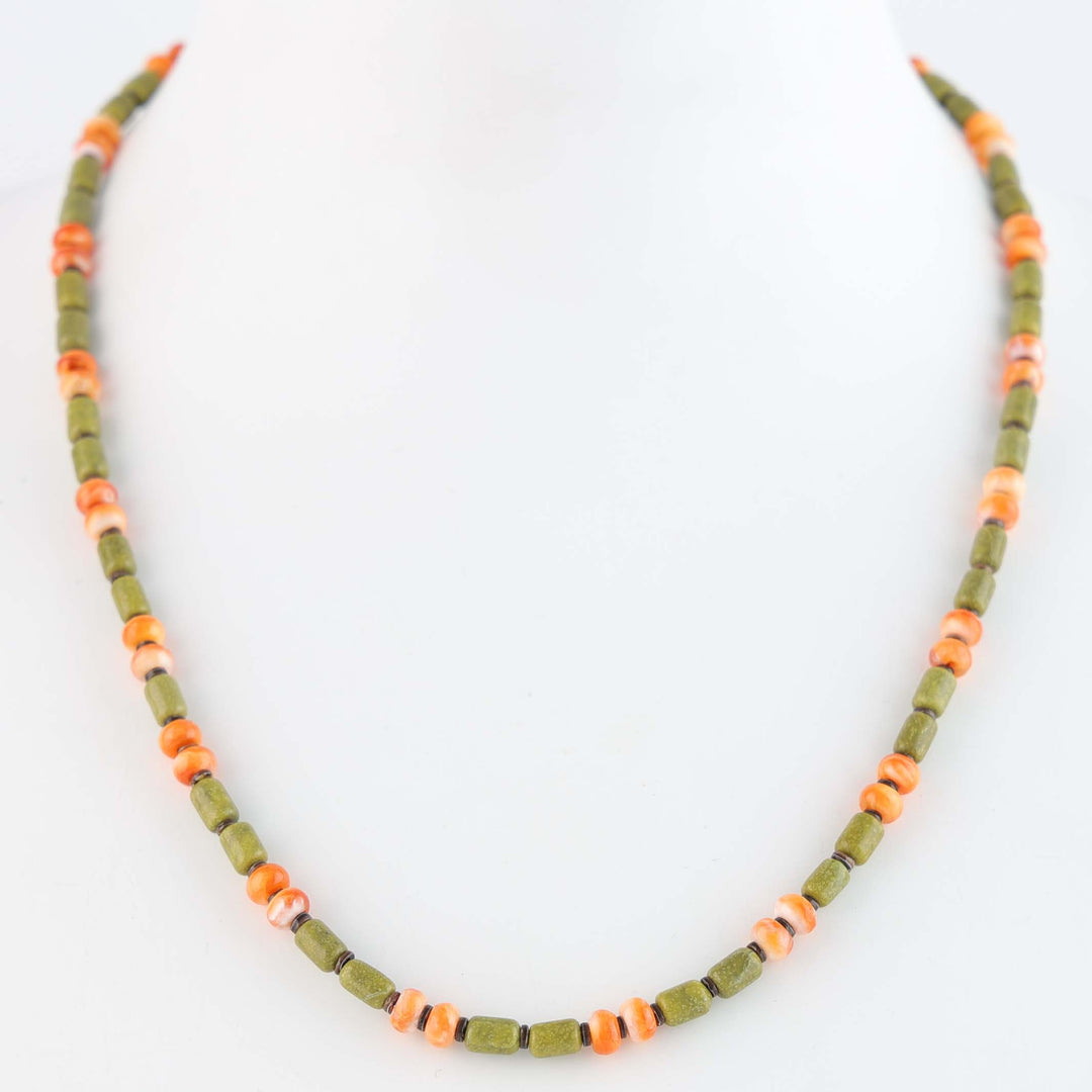 Navajo Spiny Oyster and Gaspeite Necklace