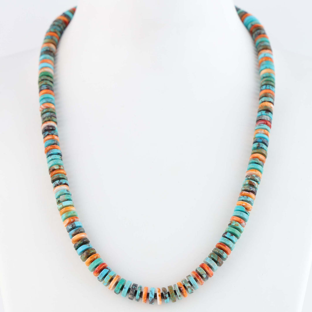 Navajo Spiny Oyster and Turquoise Necklace