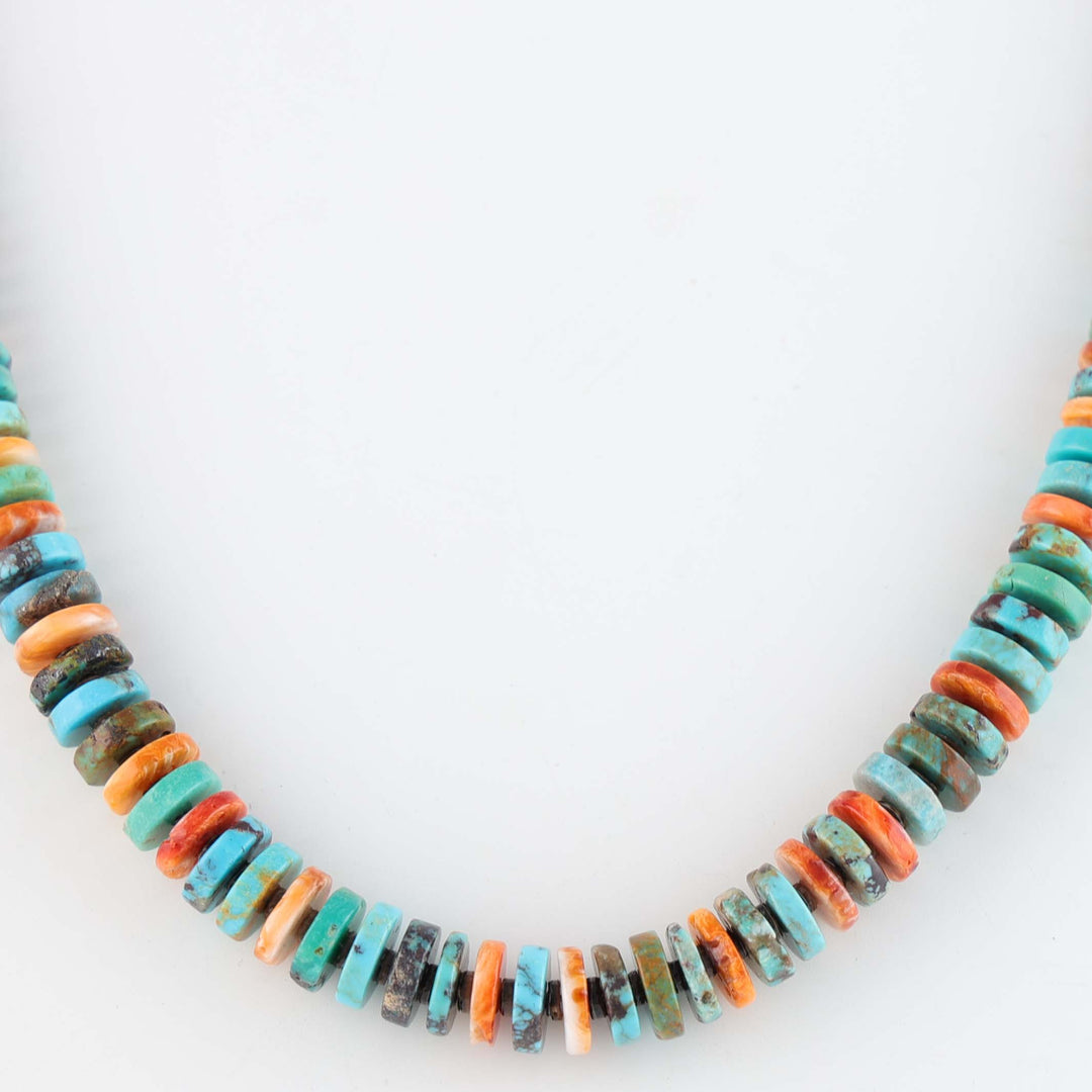 Navajo Spiny Oyster and Turquoise Necklace