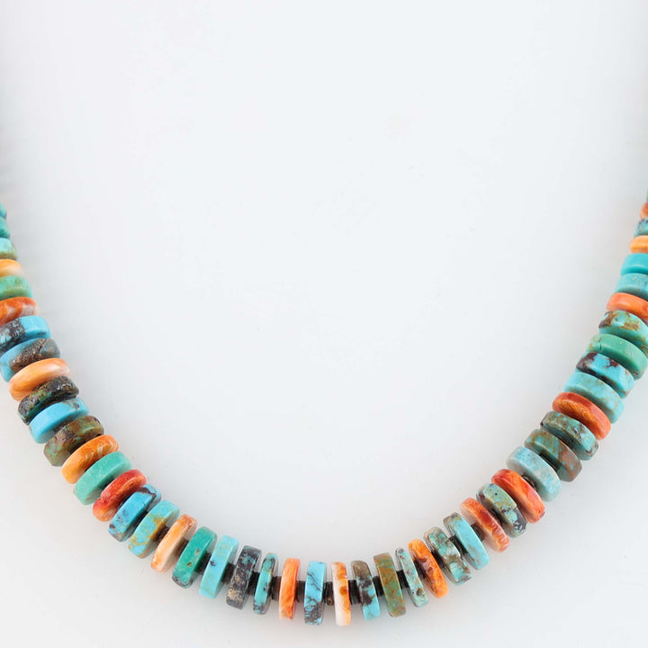 Navajo Spiny Oyster and Turquoise Necklace
