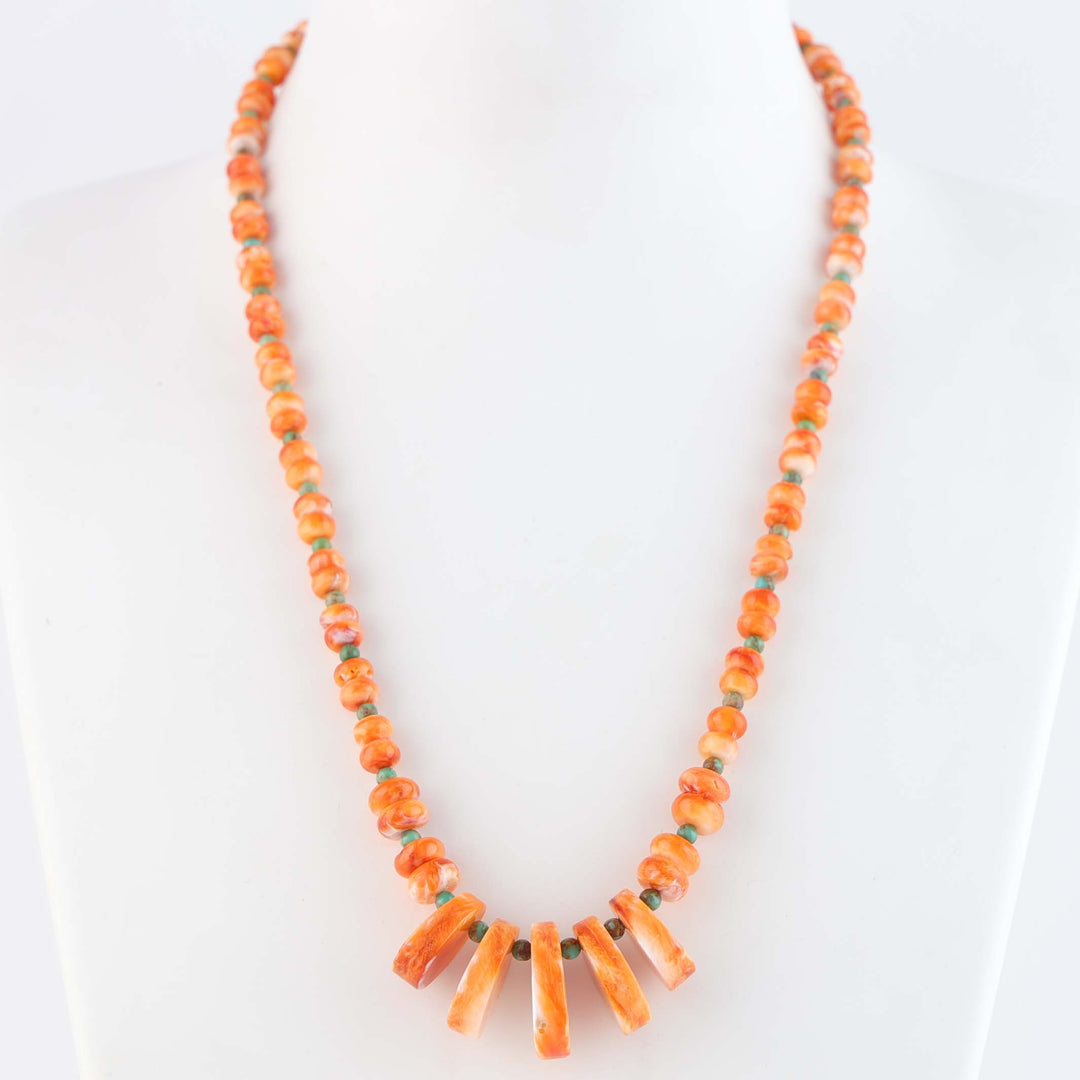 Navajo Spiny Oyster and Turquoise Necklace