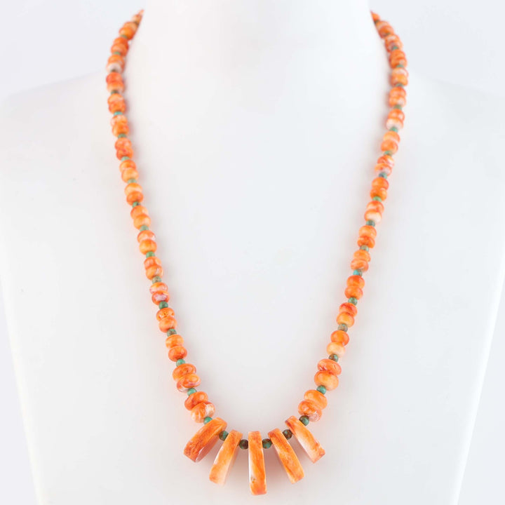 Navajo Spiny Oyster and Turquoise Necklace
