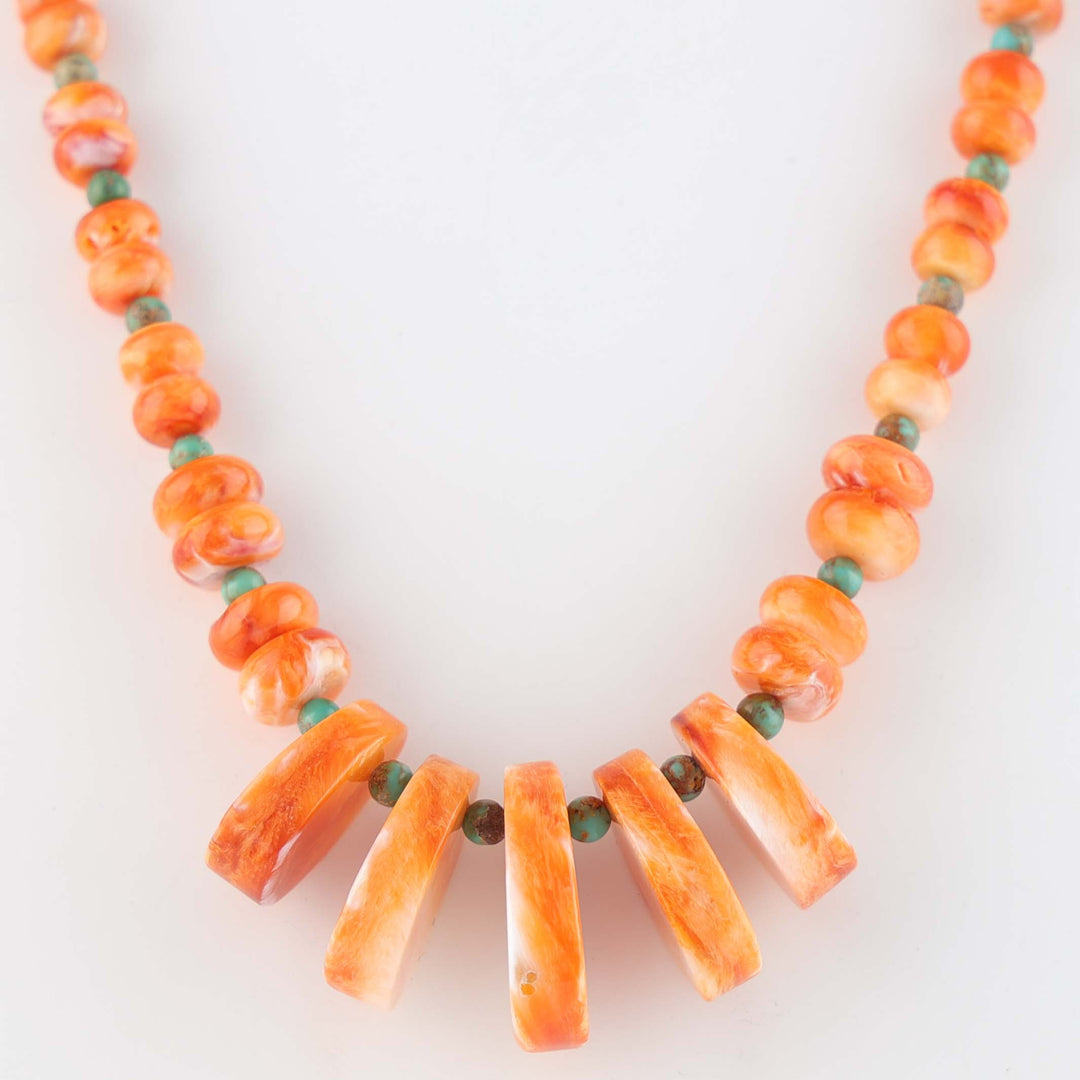 Navajo Spiny Oyster and Turquoise Necklace