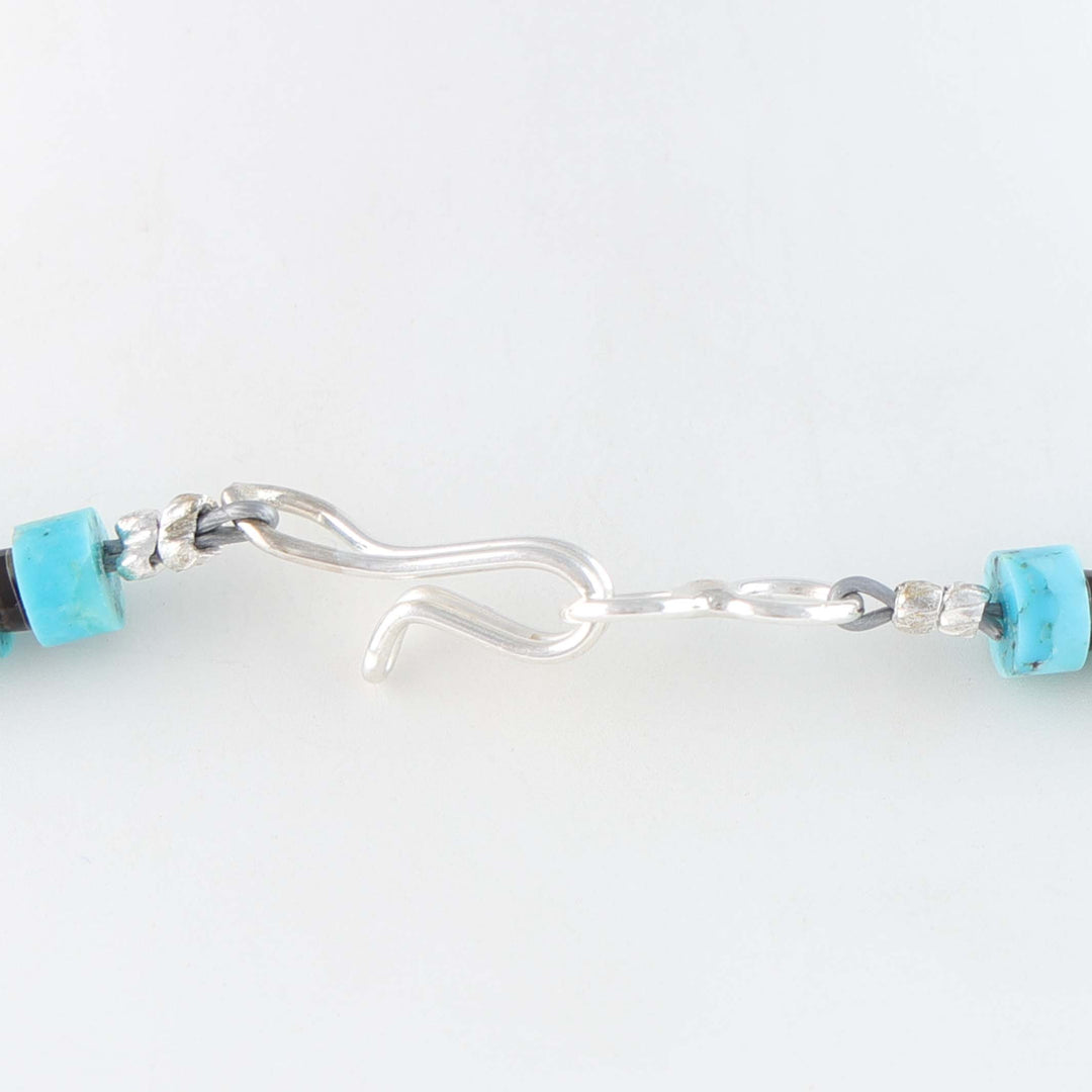 Navajo Kingman Turquoise and Jet Heishi Necklace