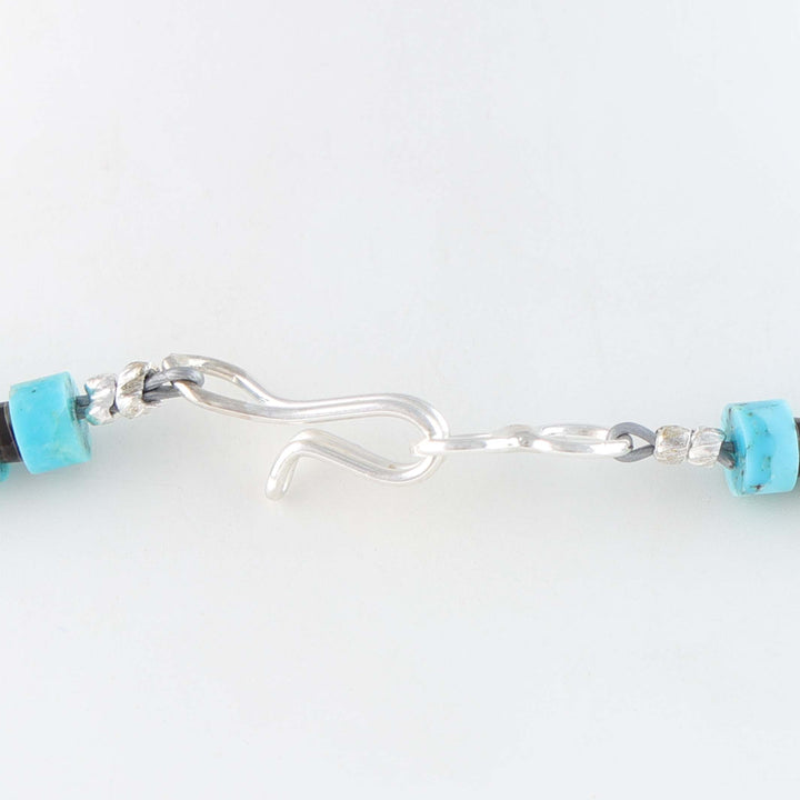 Navajo Kingman Turquoise and Jet Heishi Necklace