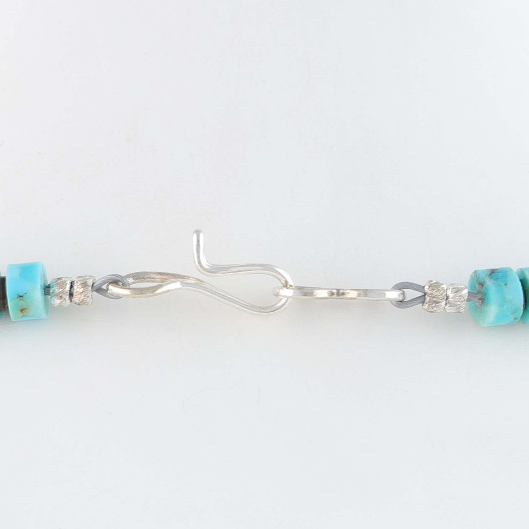 Navajo Kingman Turquoise and Coral Heishi Necklace