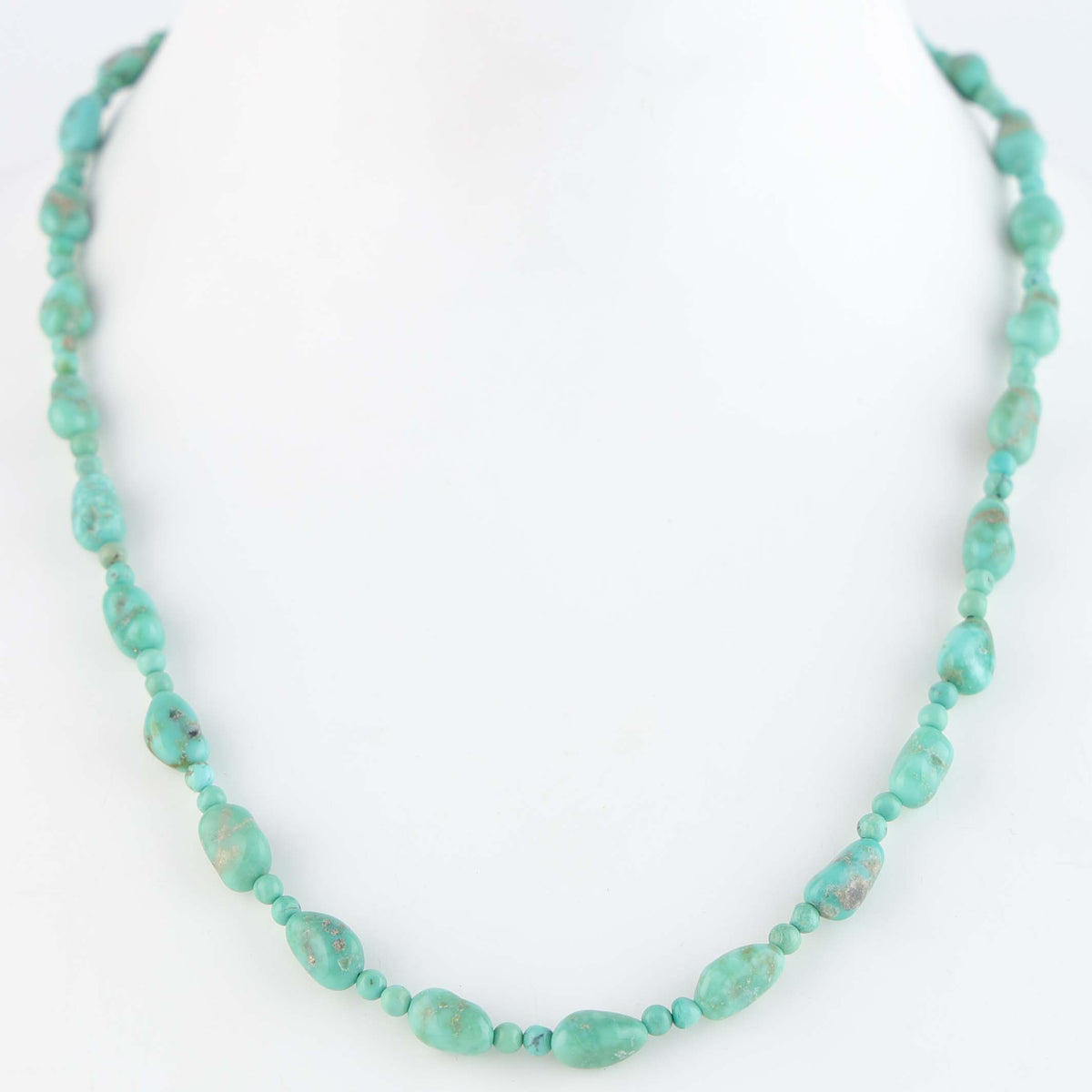 Navajo Green Kingman Turquoise Nugget Necklace by Marcella Teller