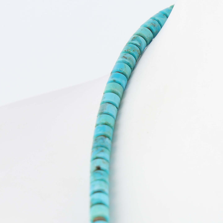 Navajo Kingman Turquoise and Pen Shell Heishi Necklace