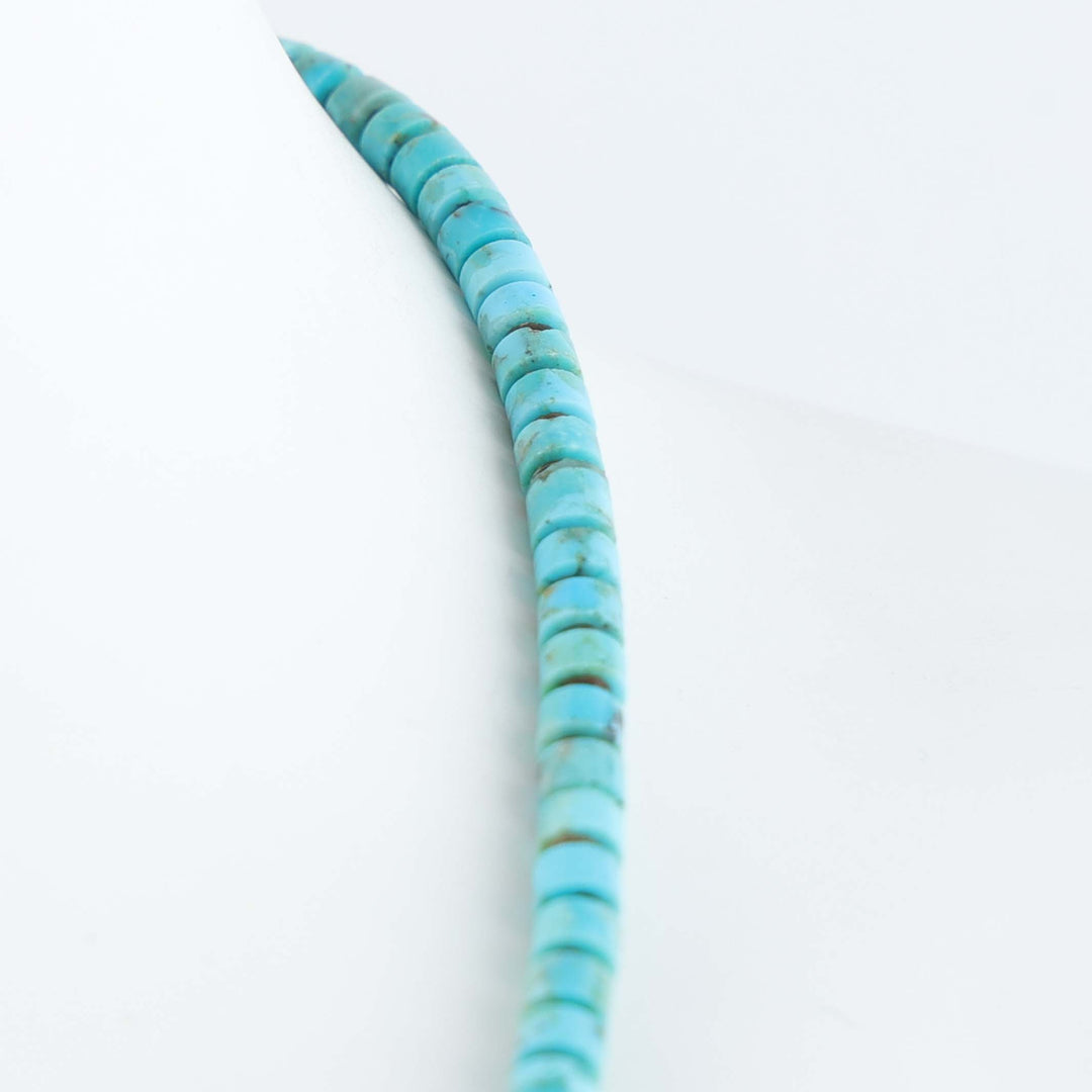 Navajo Kingman Turquoise and Pen Shell Heishi Necklace