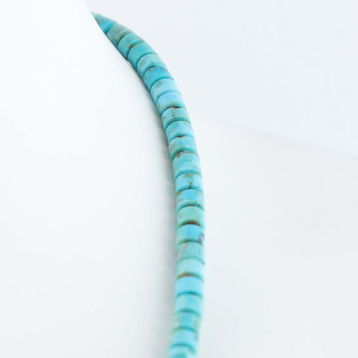 Navajo Kingman Turquoise and Pen Shell Heishi Necklace