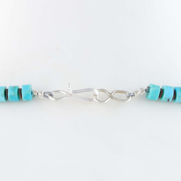 Navajo Kingman Turquoise and Pen Shell Heishi Necklace
