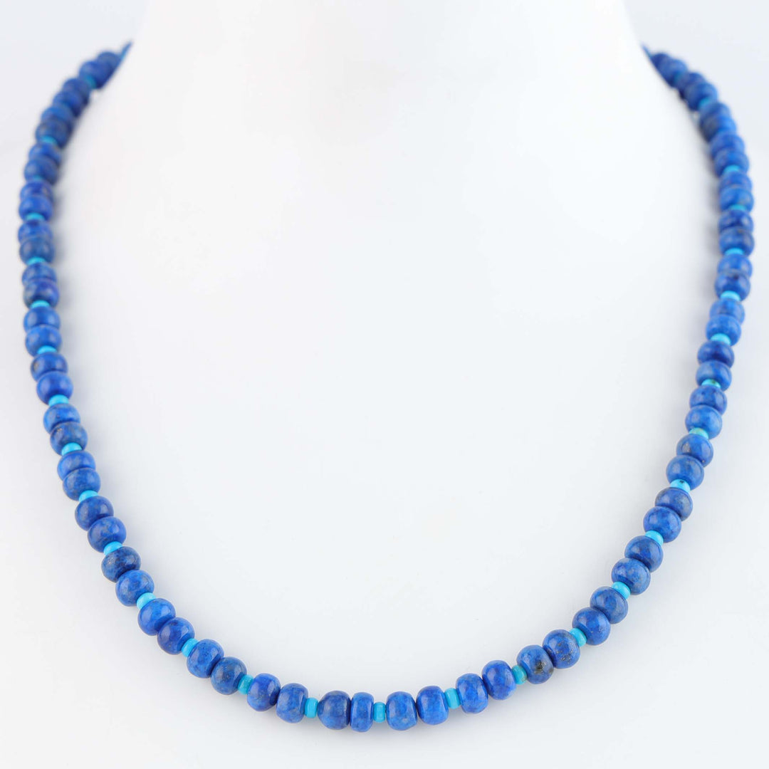 Navajo Lapis and Kingman Turquoise Bead Necklace